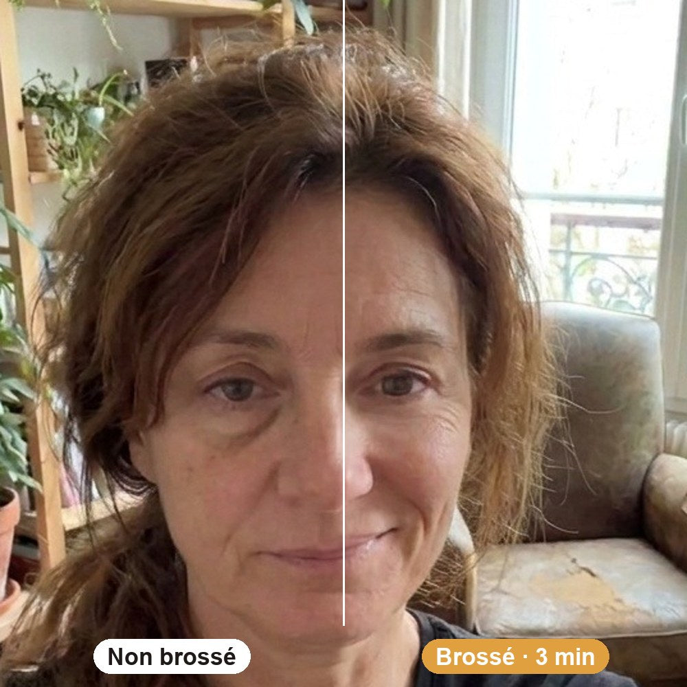 Visage : côté non brossé et côté brossé