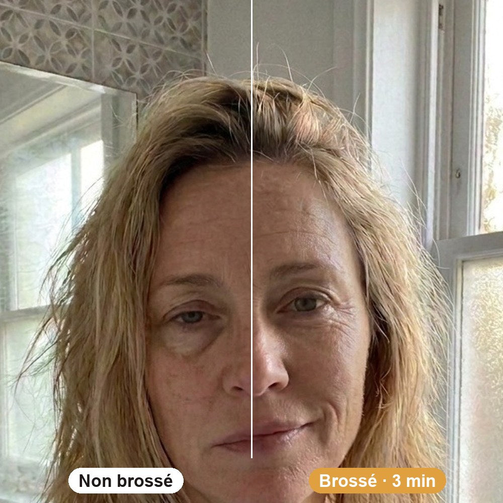 Visage : côté non brossé et côté brossé