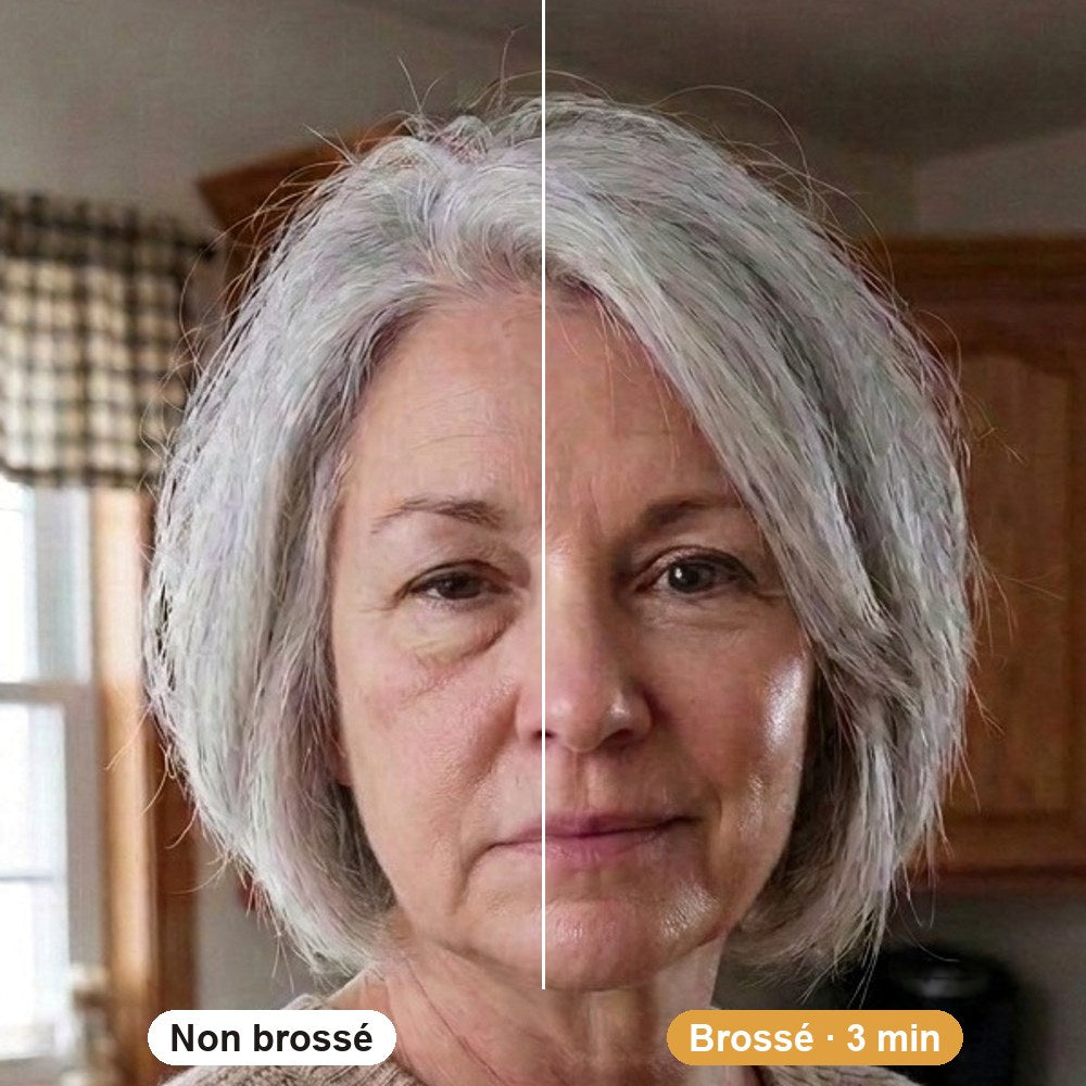 Visage : côté non brossé et côté brossé