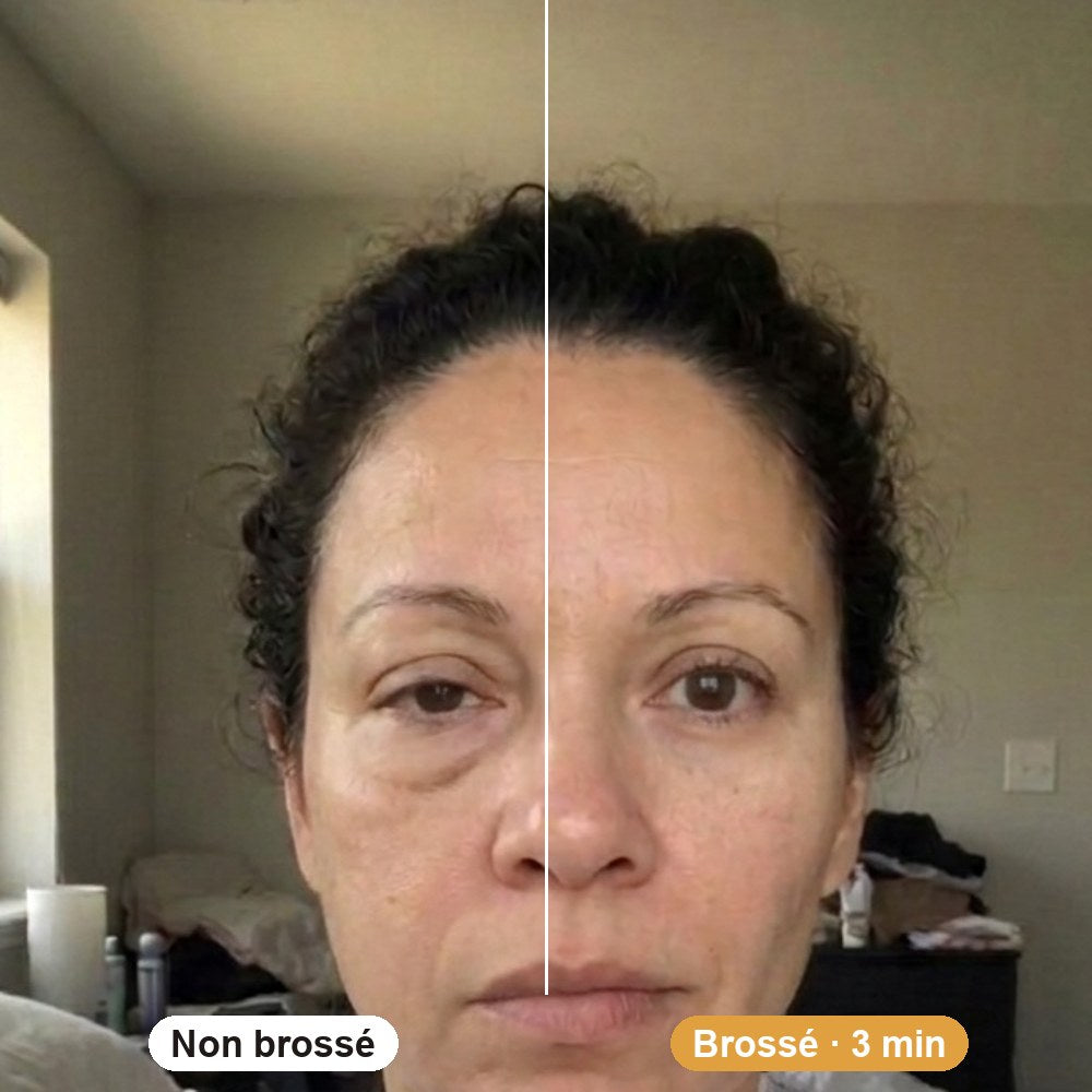 Visage : côté non brossé et côté brossé